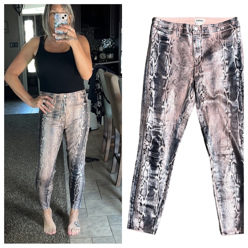 L’agence Margot High Rise Skinny in Petal/Black Snake Skin